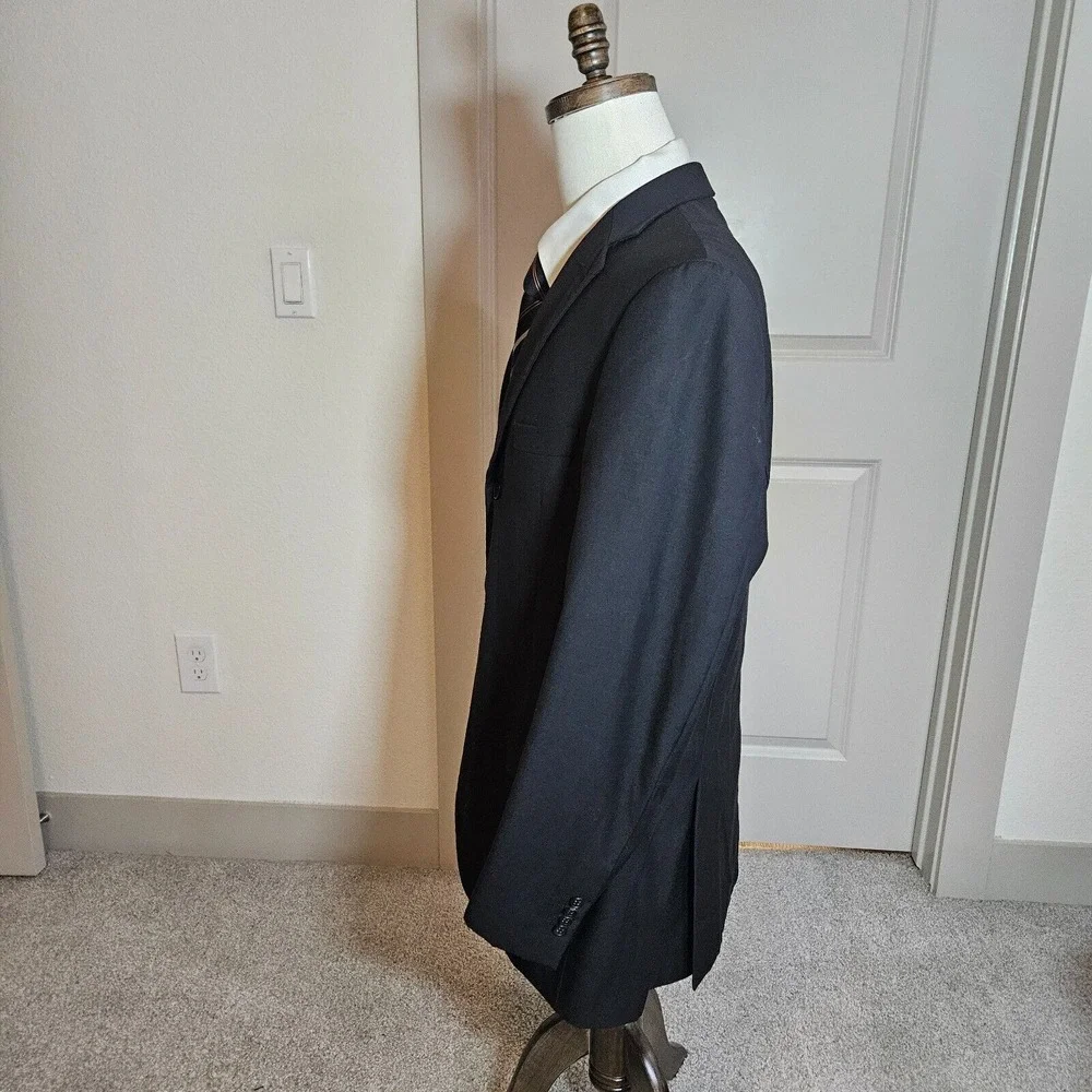 Giorgio‎ Ghanni Suit Blazer Men 42L Merino Wool Super 140's Lana Lux Italy Black